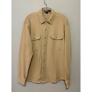 VTG Polo Ralph Lauren Men's L Tan Button Shirt Cotton‎ Soft Stretch Hong Kong